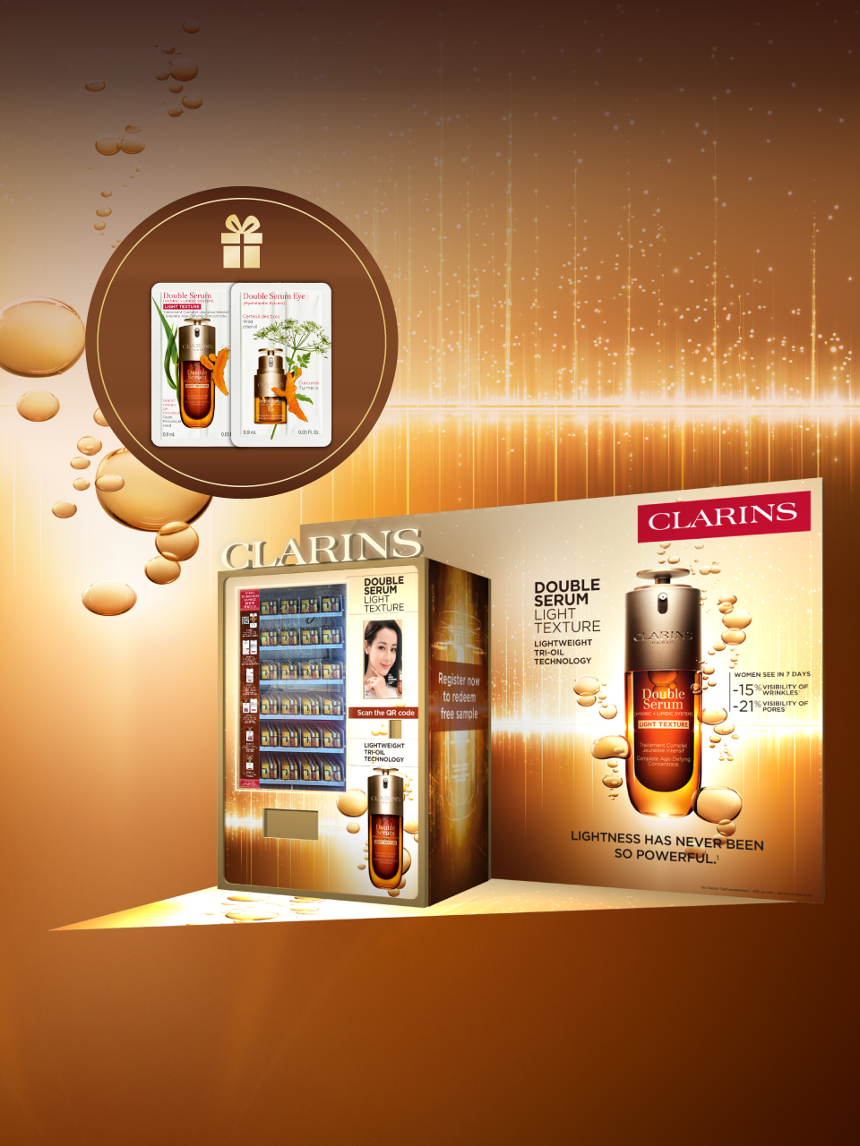 Experience Age-defying Power with CLARINS Skin Future Times Capsule Sampling Machine